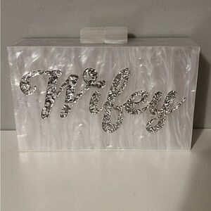White and Silver 'Wifey' Bridal Clutch